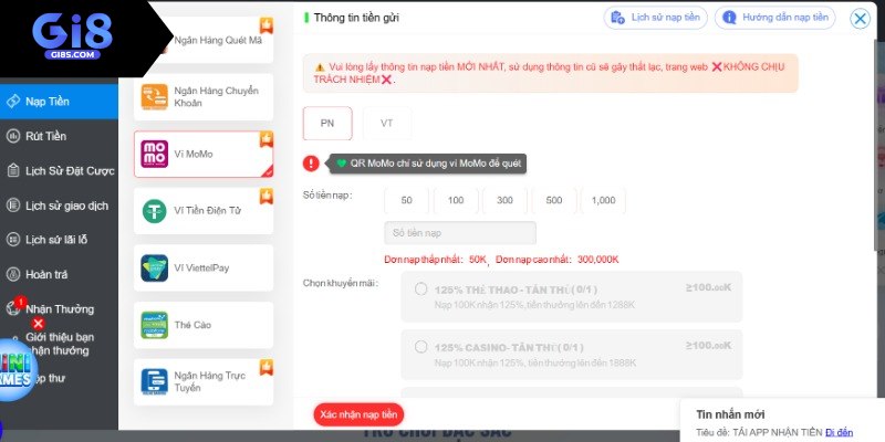 Nạp Tiền Gi8 - Bỏ Túi Ngay Quy Trình Thực Hiện Đơn Giản Ưu đãi thăng cấp cho người chơi VIP